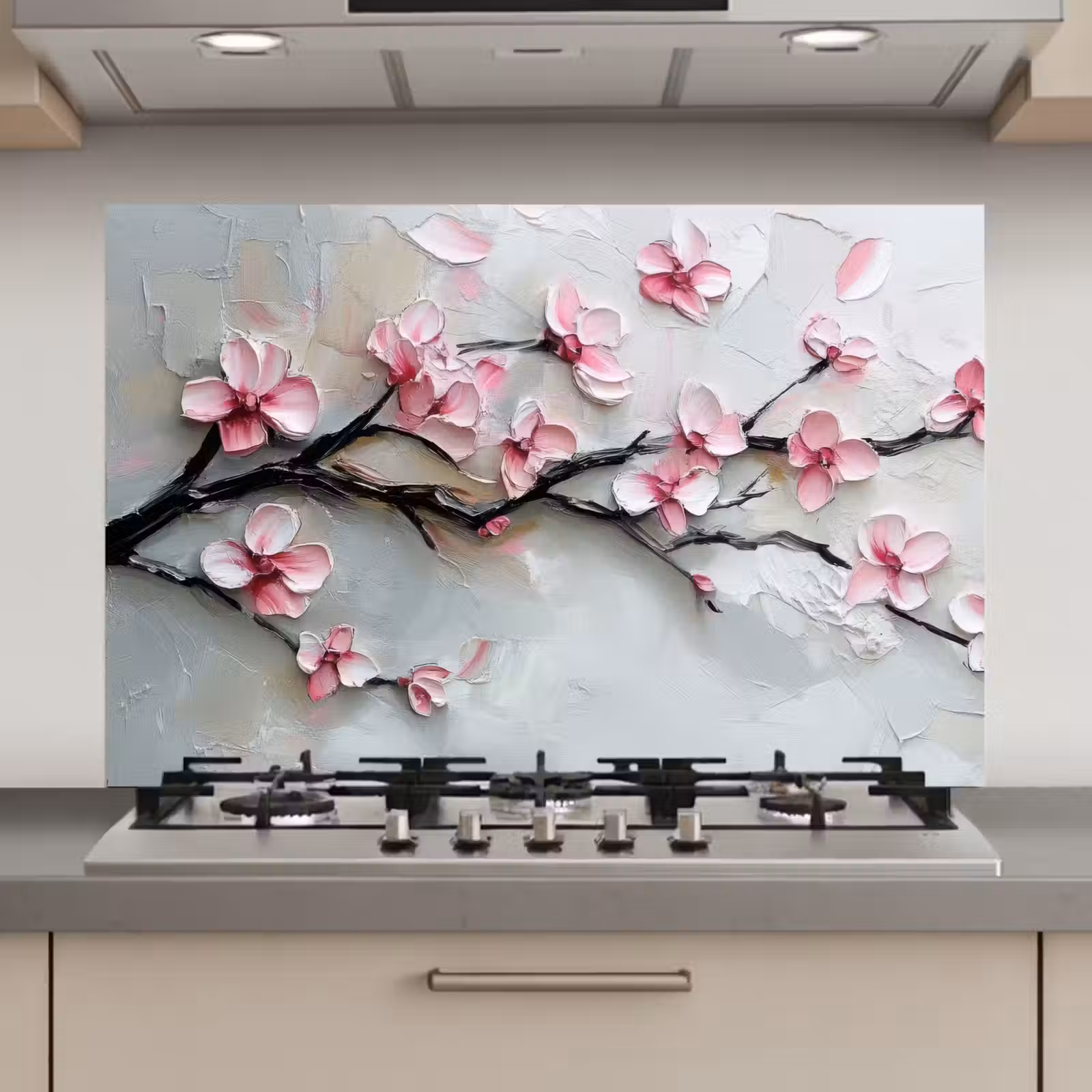Spatscherm keuken - Bloesem - Kunstzinnig - Roze - Sakura — 1
