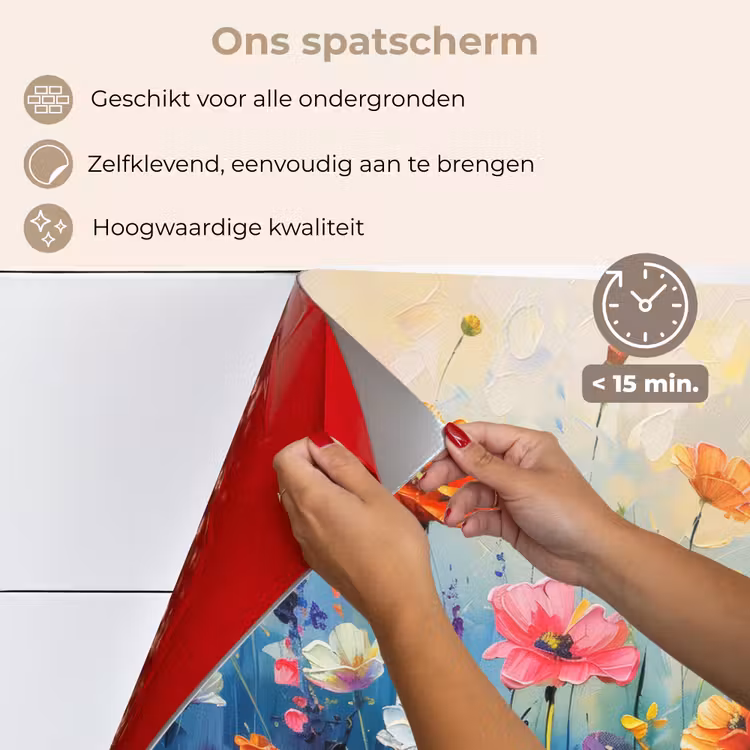 Spatscherm keuken - Bloemen - Natuur - Waterverf - Kunst — 4