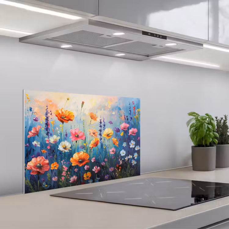 Spatscherm keuken - Bloemen - Natuur - Waterverf - Kunst — 5
