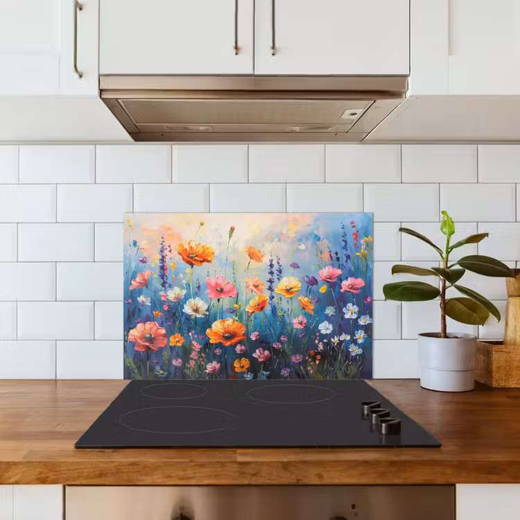 Spatscherm keuken - Bloemen - Natuur - Waterverf - Kunst — 6