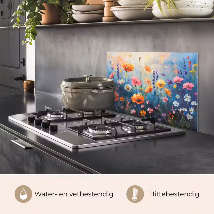Spatscherm keuken - Bloemen - Natuur - Waterverf - Kunst — 7