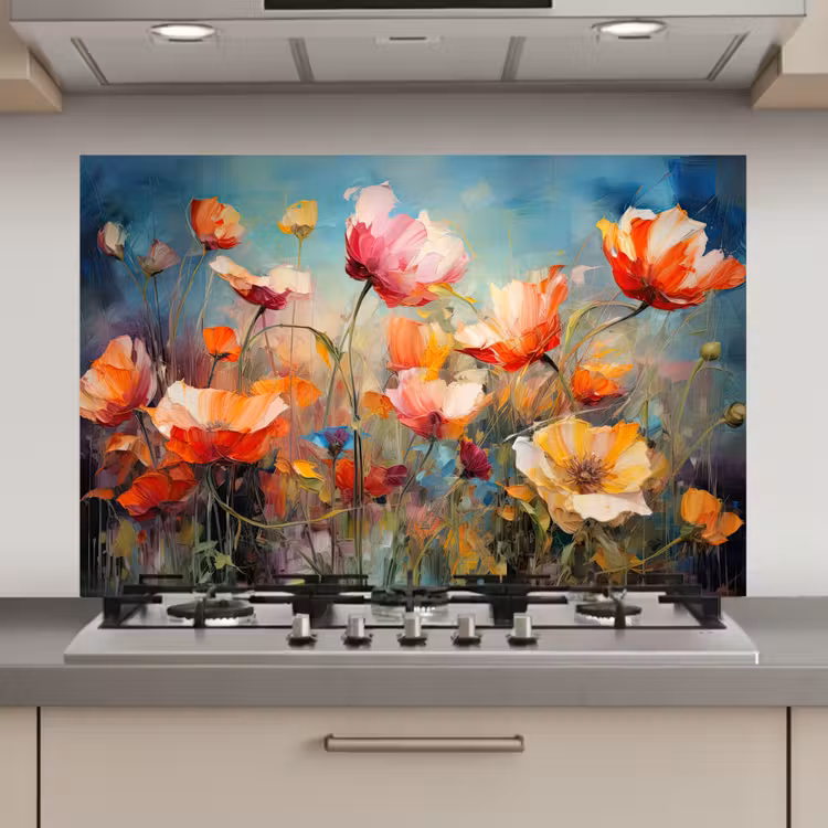 Spatscherm keuken - Bloemen - Watercolor - Kunst - Botanisch - Natuur — 1