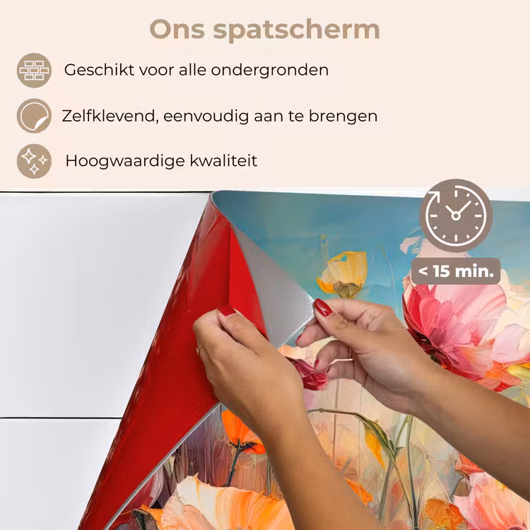 Spatscherm keuken - Bloemen - Watercolor - Kunst - Botanisch - Natuur — 4
