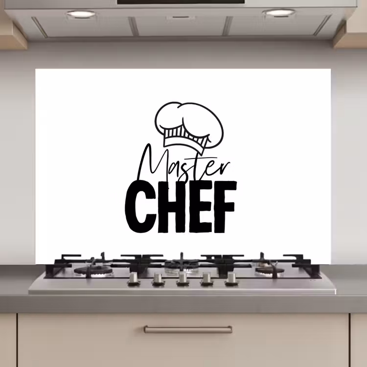 Spatscherm keuken - Keuken - Koken - Bakken - Chef - Master Chef - Kok - Tekst — 1