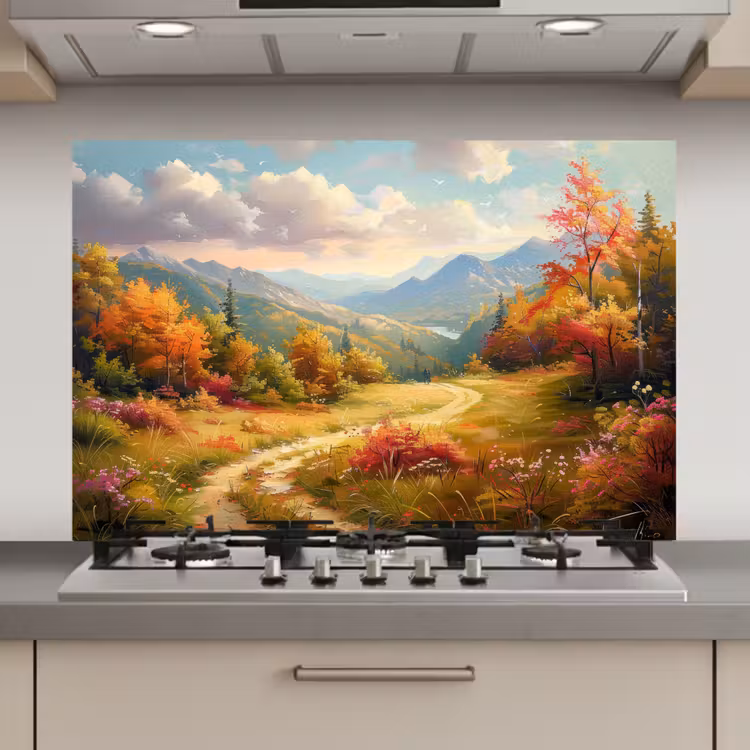 Spatscherm keuken - Landschap - Illustratie - Natuur — 1