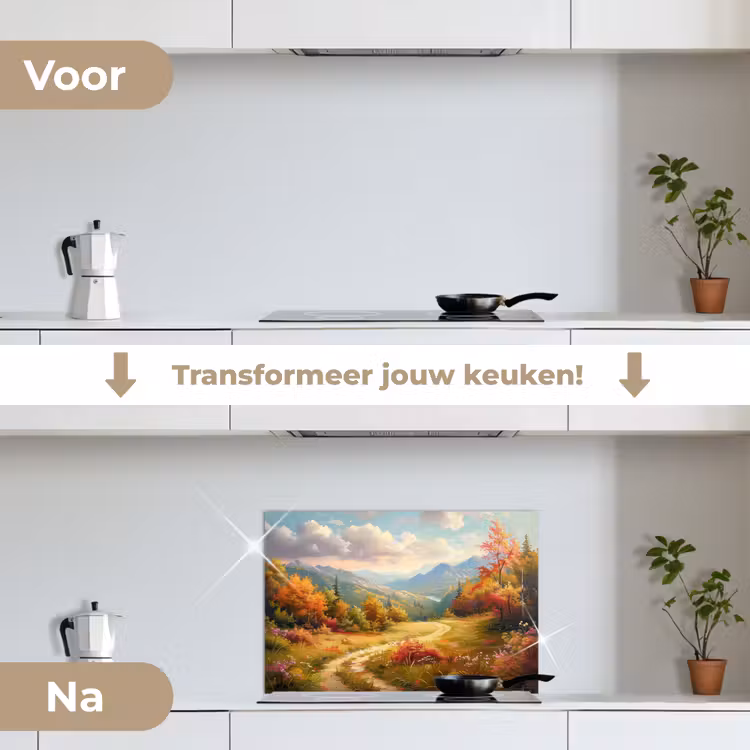 Spatscherm keuken - Landschap - Illustratie - Natuur — 3