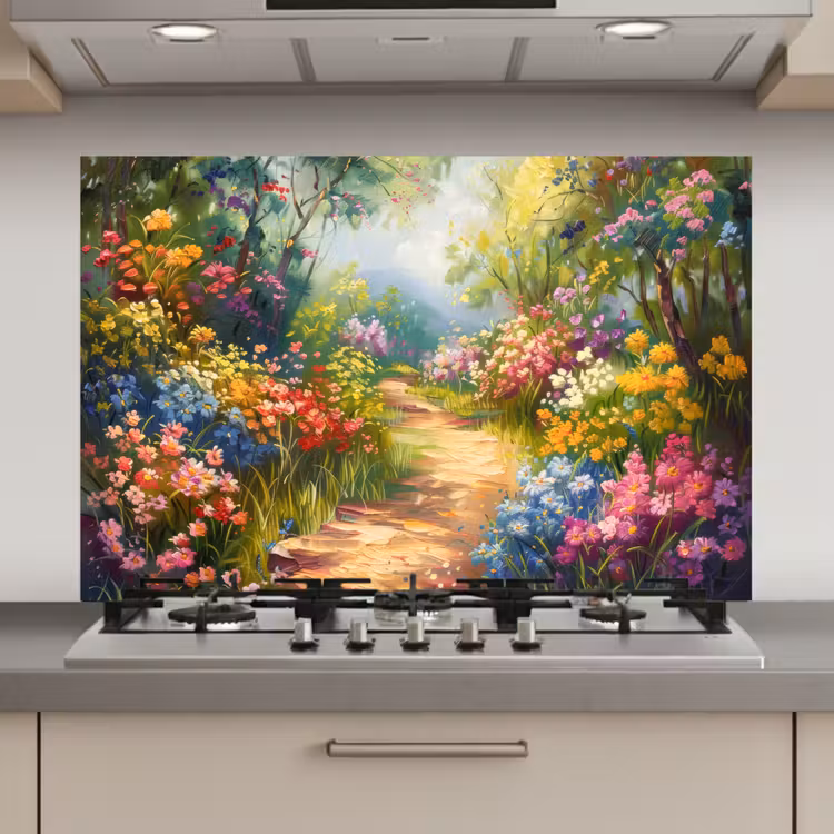 Spatscherm keuken - Natuur - Landschap - Bloemen - Kleurrijk — 1