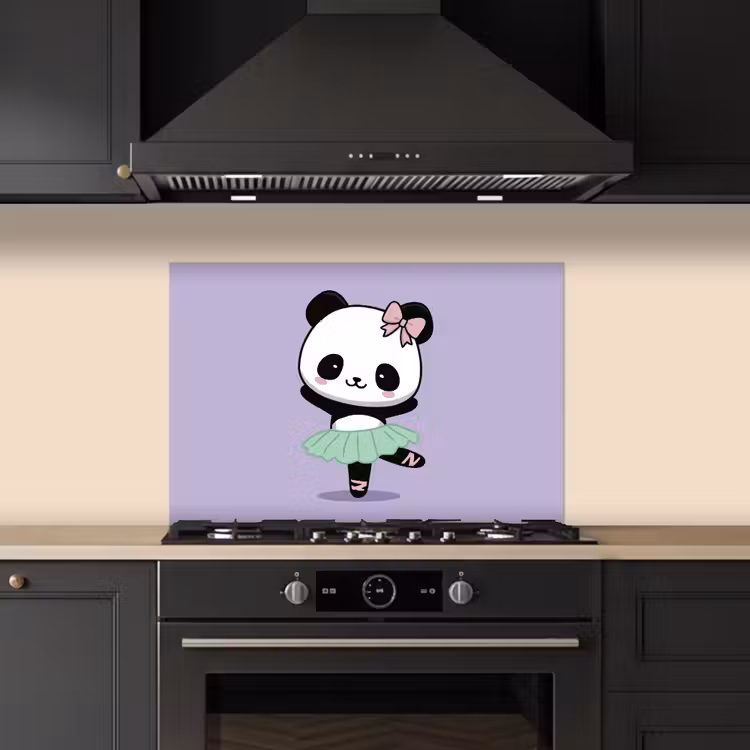 Spatscherm keuken - Panda - Paars - Sierlijk - Kawaii — 1