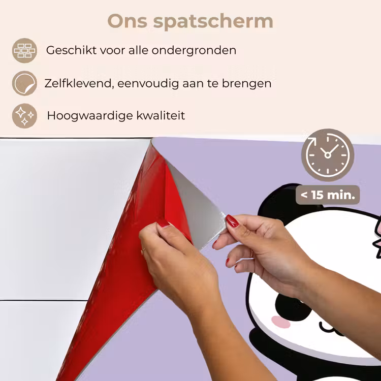 Spatscherm keuken - Panda - Paars - Sierlijk - Kawaii — 3