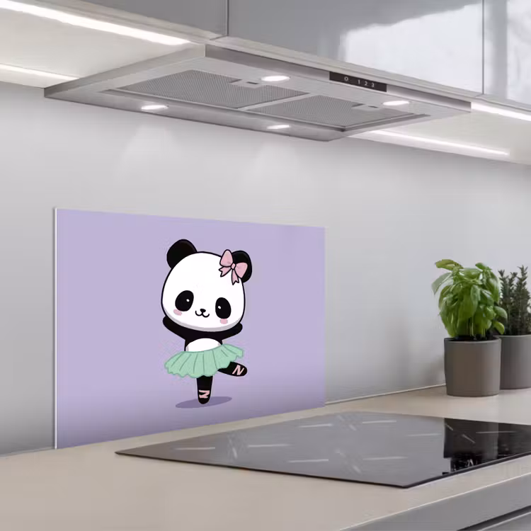 Spatscherm keuken - Panda - Paars - Sierlijk - Kawaii — 4