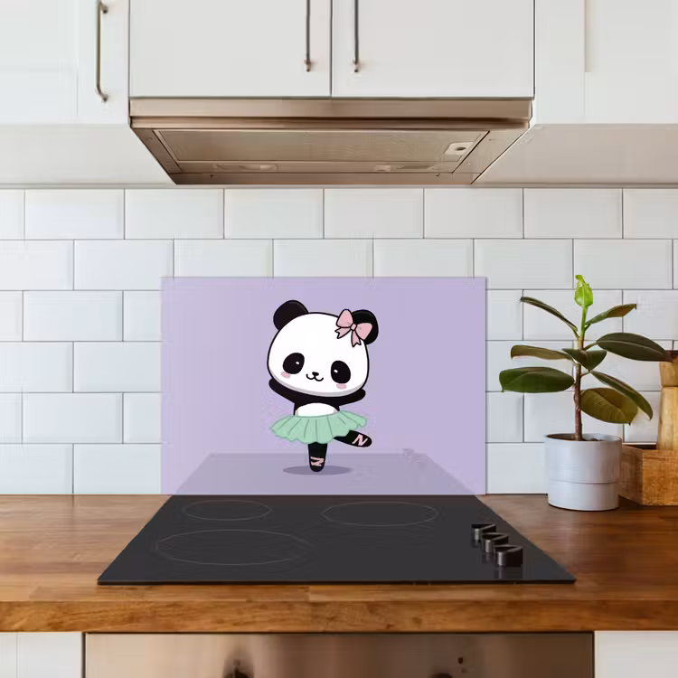 Spatscherm keuken - Panda - Paars - Sierlijk - Kawaii — 5