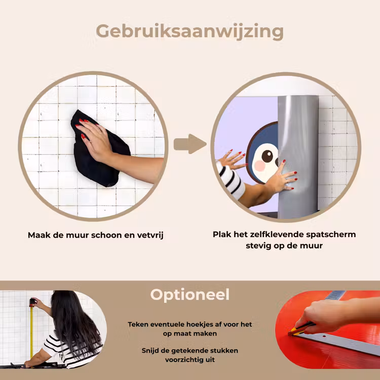 Spatscherm keuken - Pinguïn - Paars - Schattig — 7