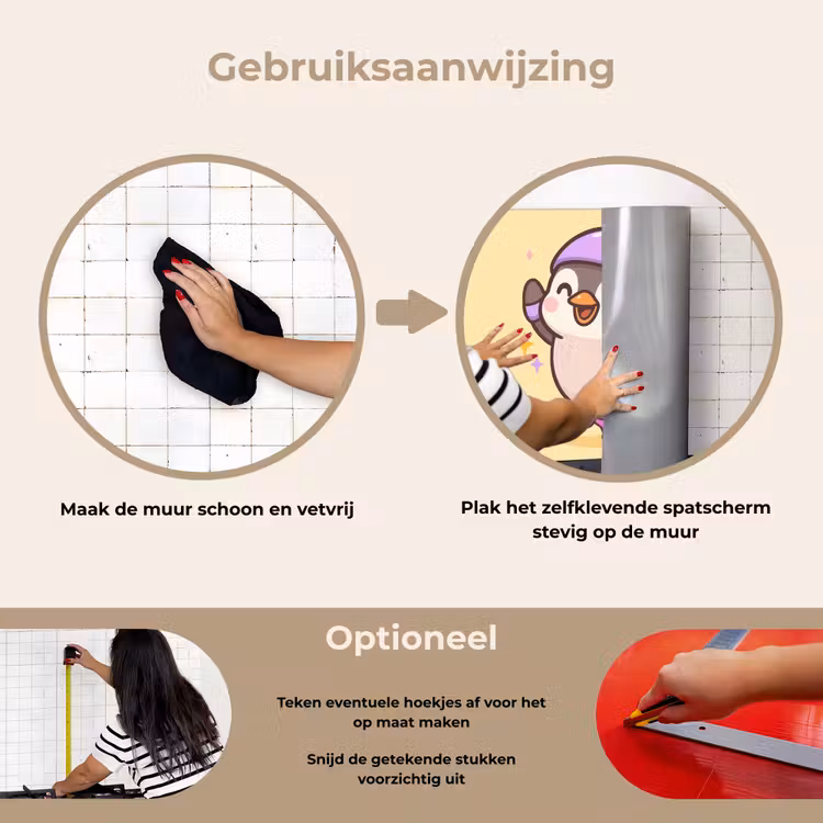 Spatscherm keuken - Pinguïn - Rolschaatsen - Geel - Energiek — 7