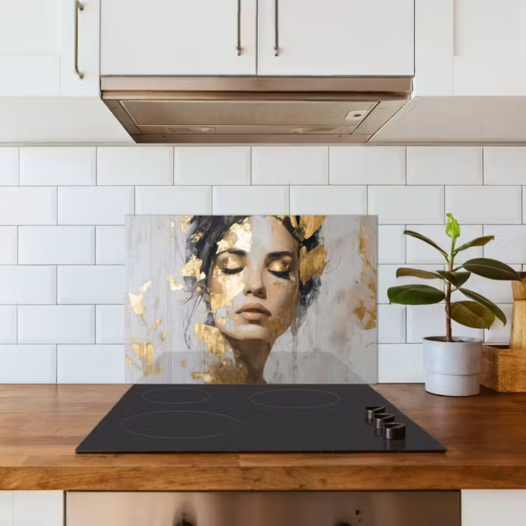 Spatscherm keuken - Sierlijk - Vrouw - Goud - Ogen — 6