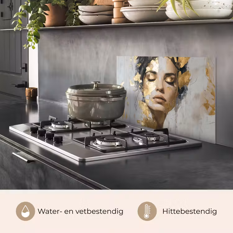 Spatscherm keuken - Sierlijk - Vrouw - Goud - Ogen — 7