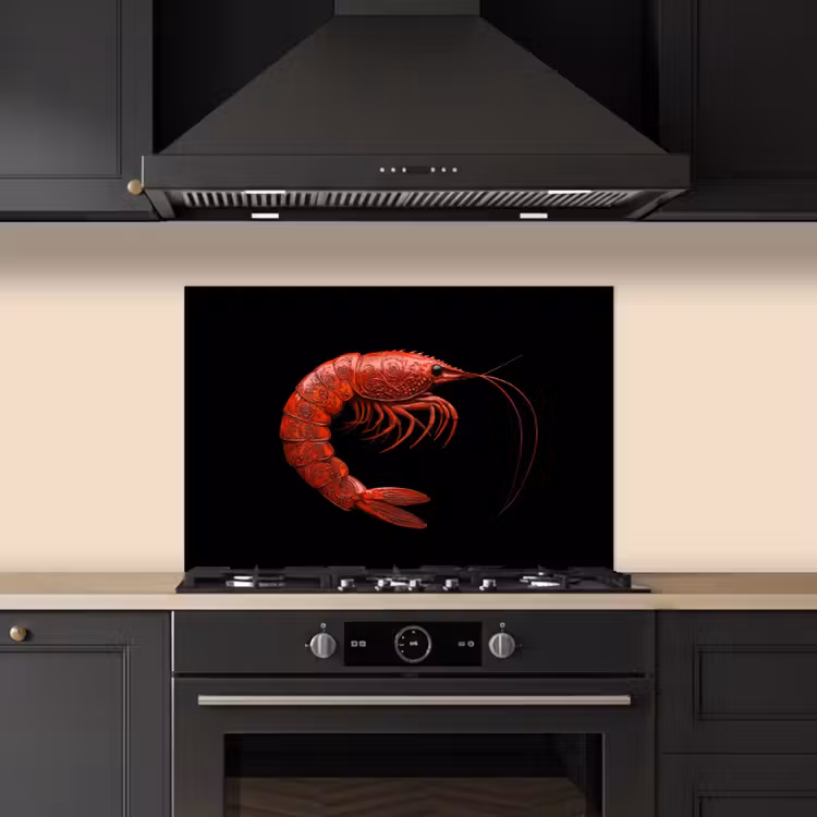 Spatscherm keuken - Garnaal - Rood - Dieren — 2