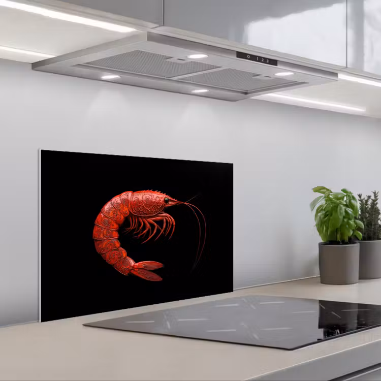Spatscherm keuken - Garnaal - Rood - Dieren — 5