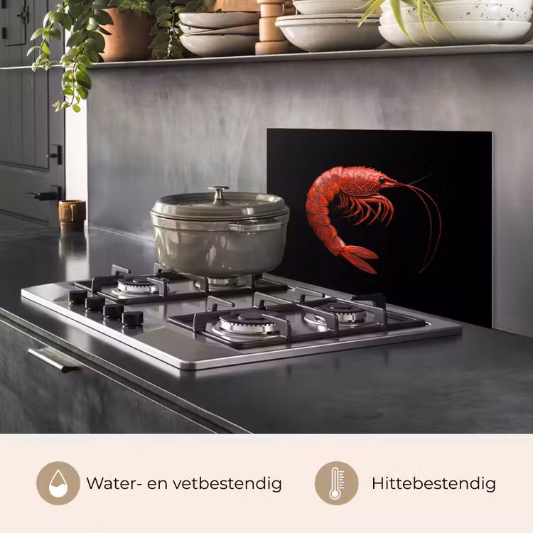 Spatscherm keuken - Garnaal - Rood - Dieren — 7