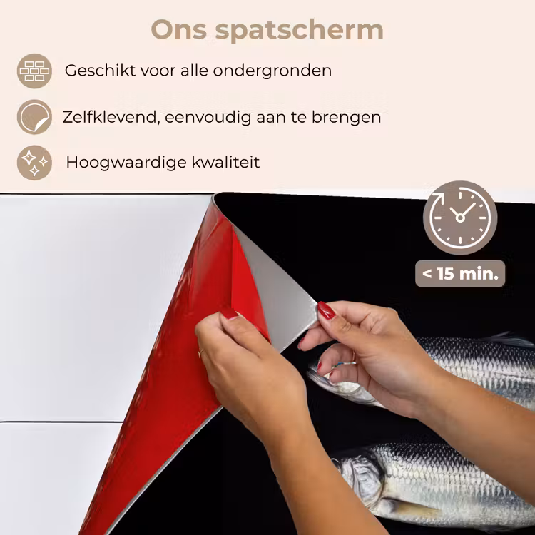 Spatscherm keuken - Haring - Vissen - Zwart — 4