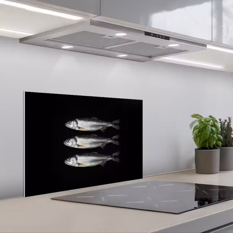 Spatscherm keuken - Haring - Vissen - Zwart — 5