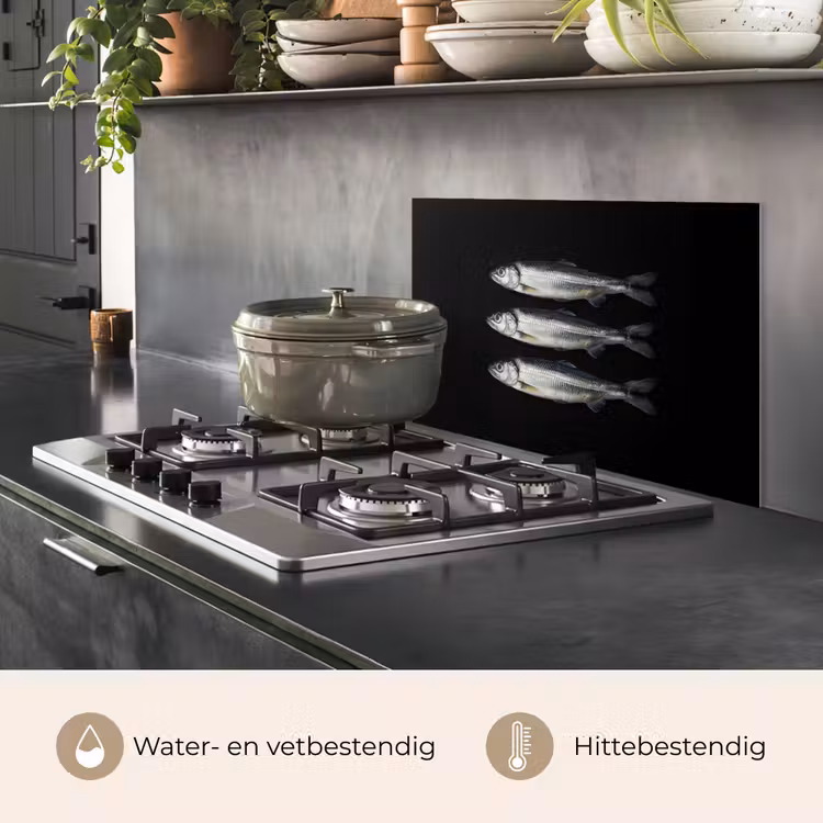 Spatscherm keuken - Haring - Vissen - Zwart — 7