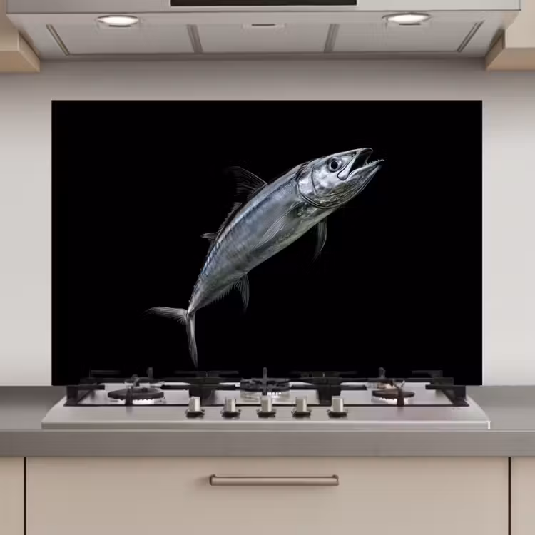 Spatscherm keuken - Makreel - Vis - Zwart — 1