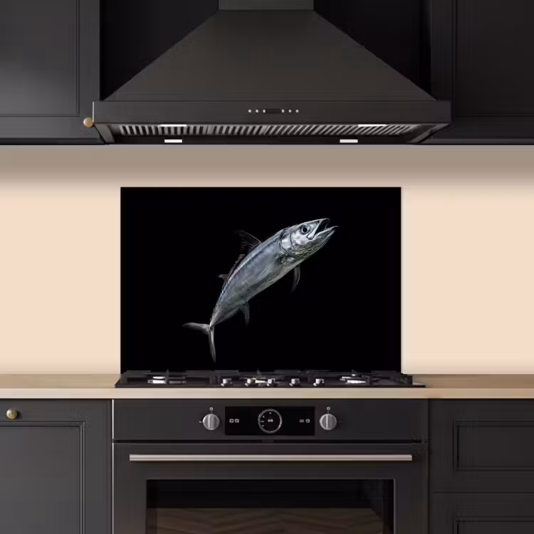 Spatscherm keuken - Makreel - Vis - Zwart — 2