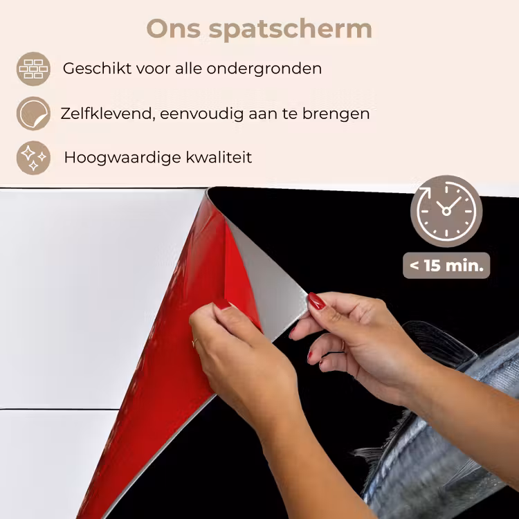 Spatscherm keuken - Makreel - Vis - Zwart — 4