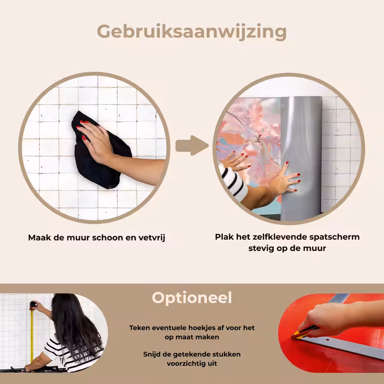 Spatscherm keuken - Eikenbladeren - Takken - Roze — 8