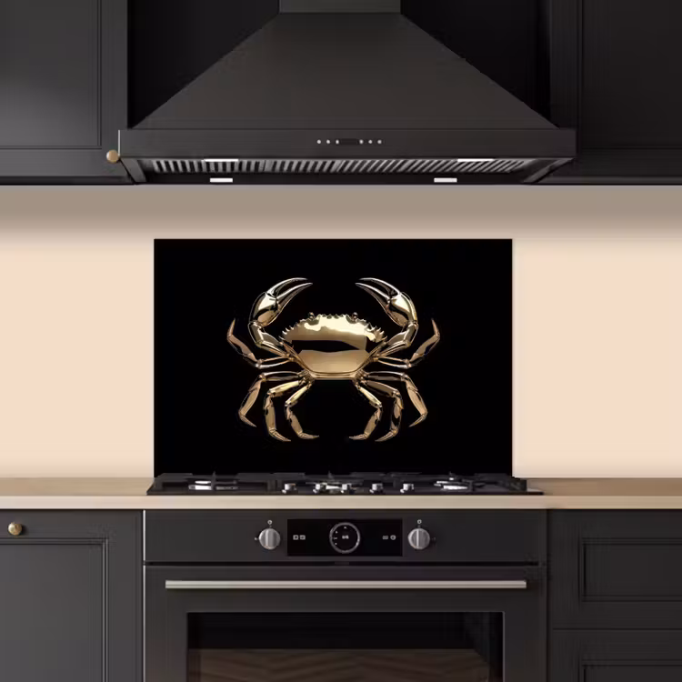 Spatscherm keuken - Goud - Krab - Dieren - Zwart — 2