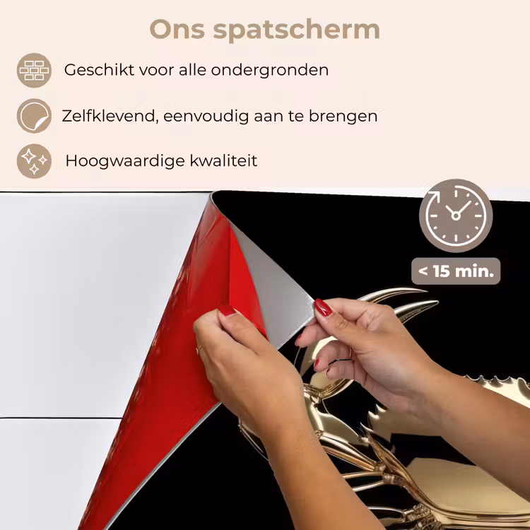 Spatscherm keuken - Goud - Krab - Dieren - Zwart — 4