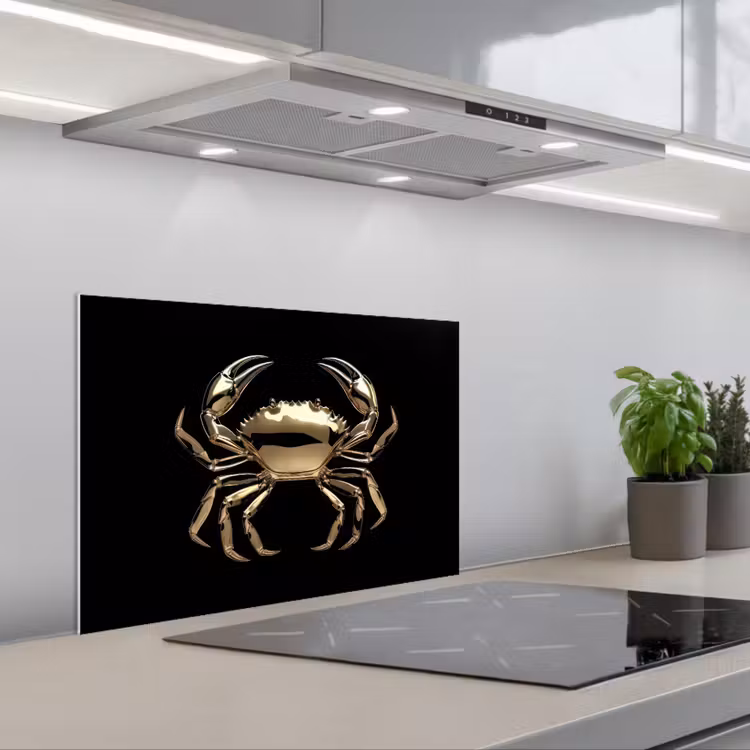 Spatscherm keuken - Goud - Krab - Dieren - Zwart — 5