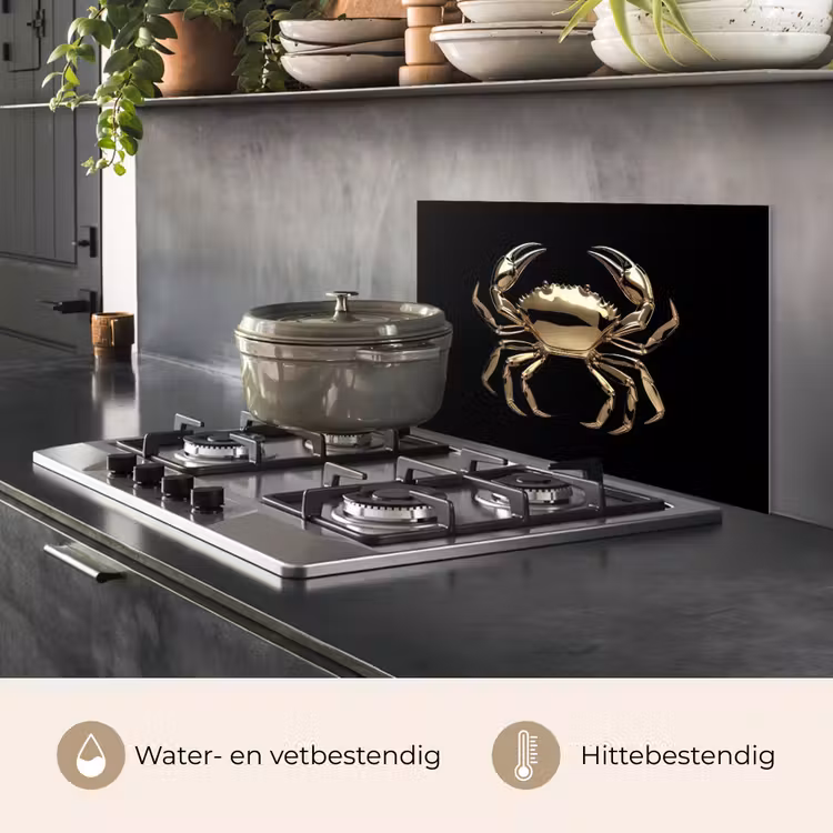Spatscherm keuken - Goud - Krab - Dieren - Zwart — 7