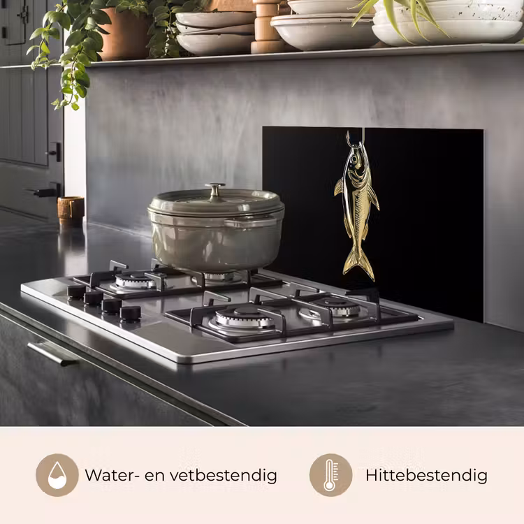 Spatscherm keuken - Goud - Vis - Haak - Zwart — 7