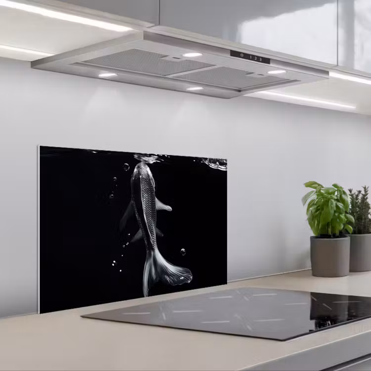 Spatscherm keuken - Koi - Vissen - Water - Zwart — 5