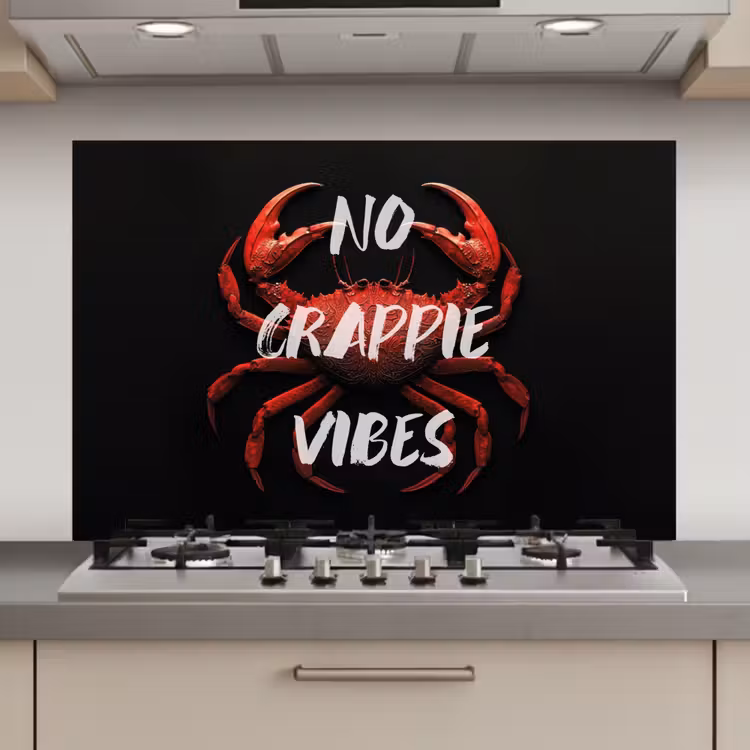 Spatscherm keuken - Krab - Rood - Tekst - Zwart — 1