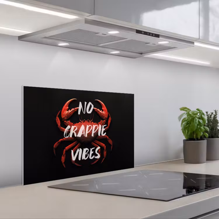 Spatscherm keuken - Krab - Rood - Tekst - Zwart — 5
