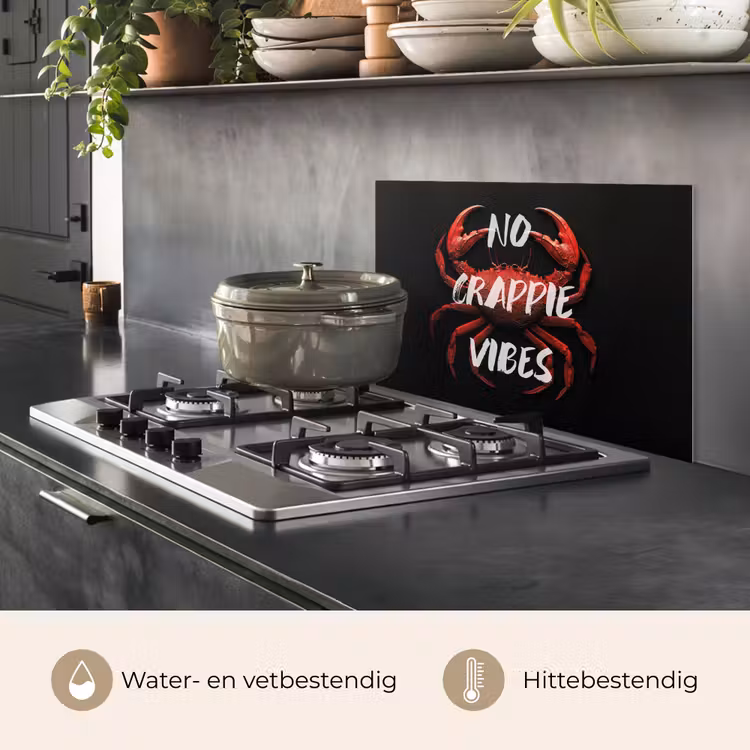 Spatscherm keuken - Krab - Rood - Tekst - Zwart — 7