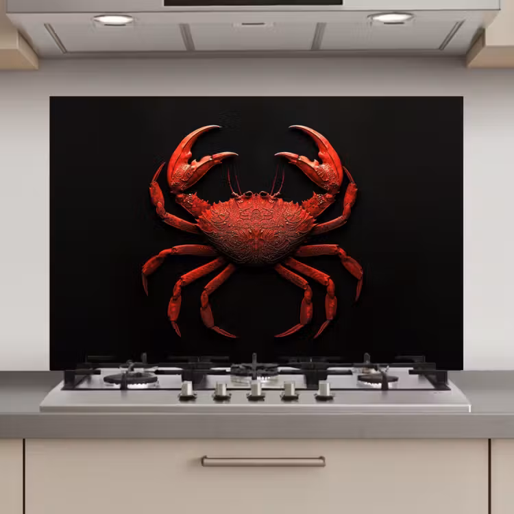 Spatscherm keuken - Krab - Rood - Vissen - Schaaldieren — 1
