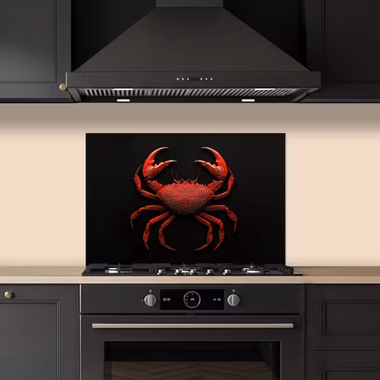 Spatscherm keuken - Krab - Rood - Vissen - Schaaldieren — 2
