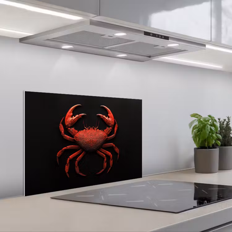 Spatscherm keuken - Krab - Rood - Vissen - Schaaldieren — 5