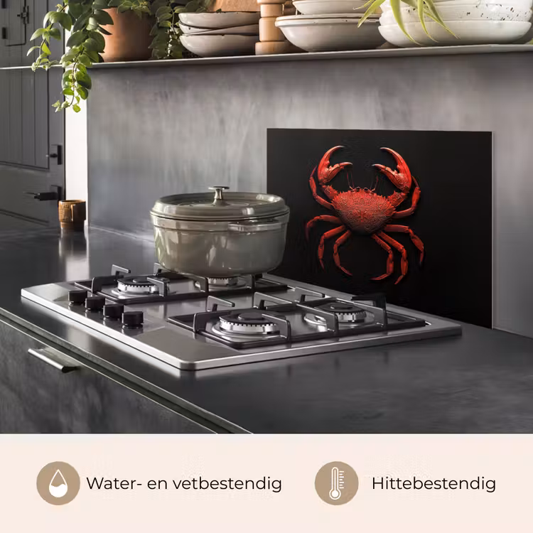 Spatscherm keuken - Krab - Rood - Vissen - Schaaldieren — 7