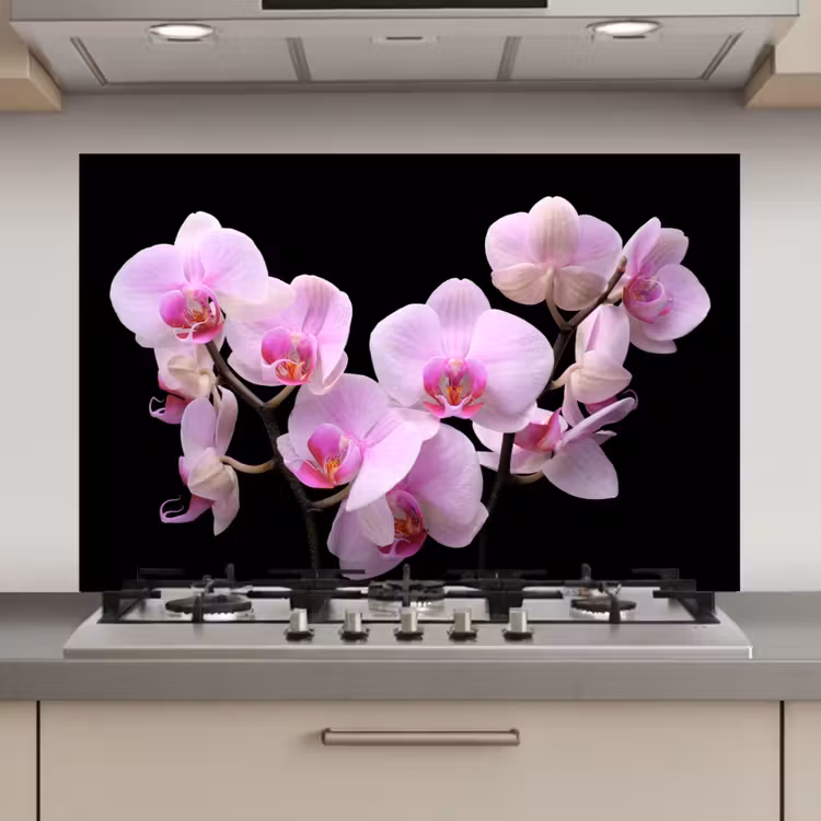 Spatscherm keuken - Orchidee - Bloemen - Roze - Flora — 1