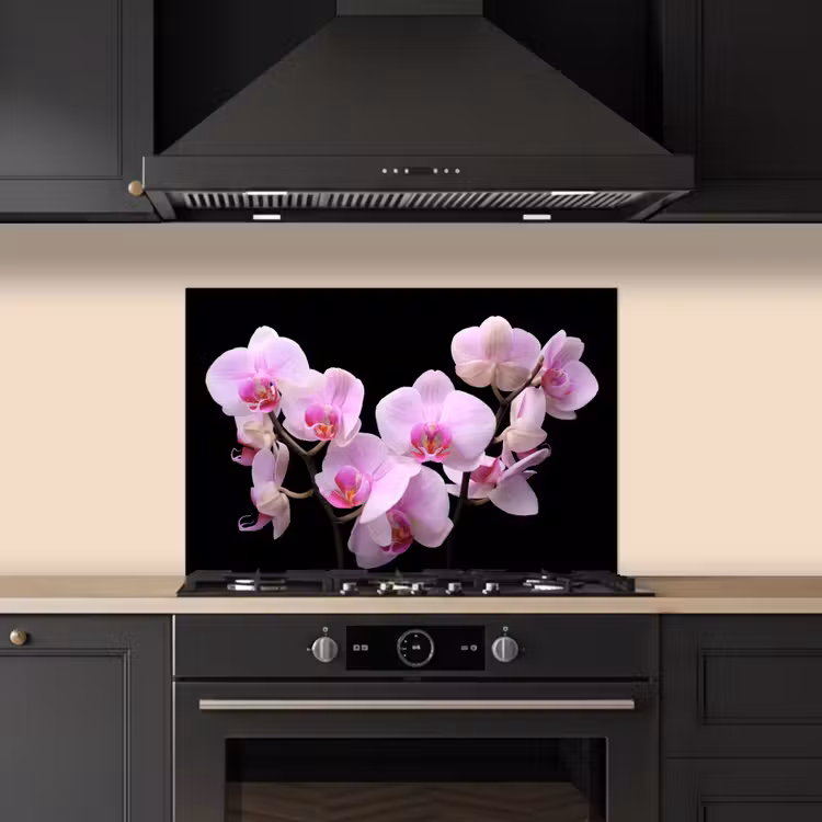 Spatscherm keuken - Orchidee - Bloemen - Roze - Flora — 2