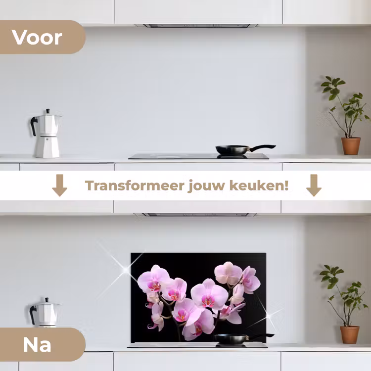 Spatscherm keuken - Orchidee - Bloemen - Roze - Flora — 3