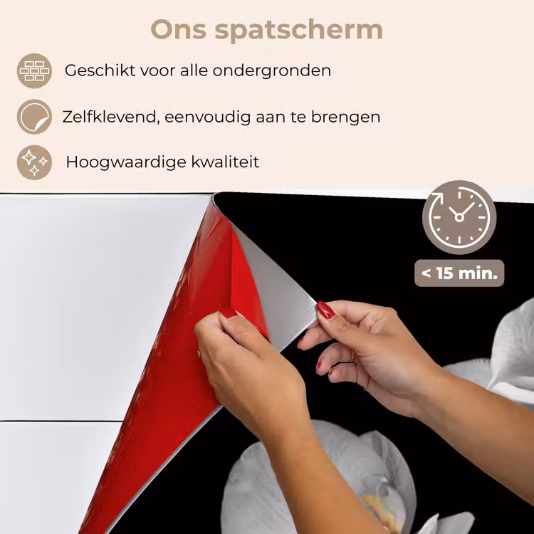 Spatscherm keuken - Orchidee - Bloemen - Zwart - Wit - Stilleven — 4