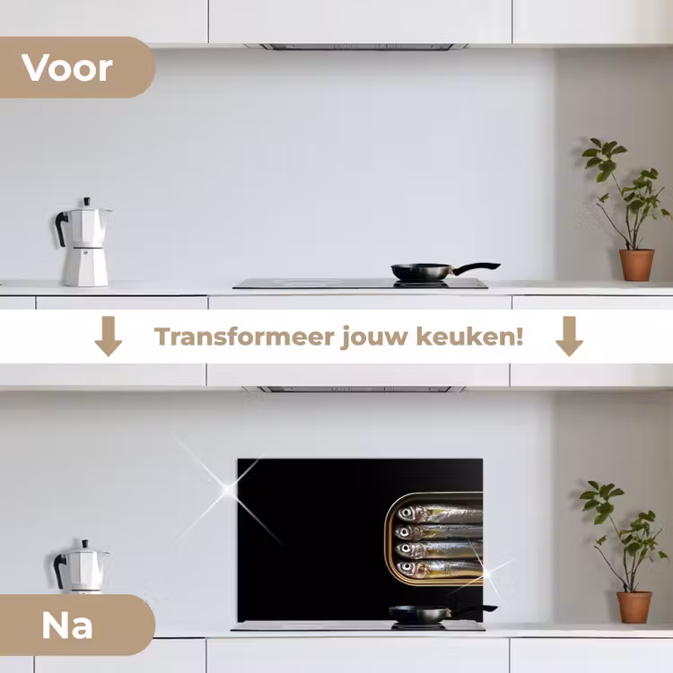 Spatscherm keuken - Sardines - Blik - Zwart - Vissen — 3