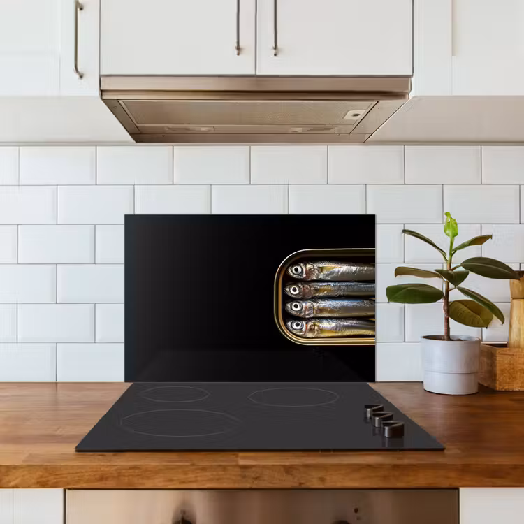 Spatscherm keuken - Sardines - Blik - Zwart - Vissen — 6