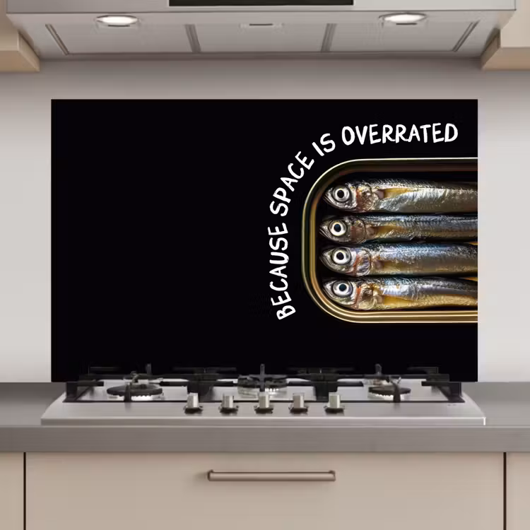 Spatscherm keuken - Sardines - Tekst - Vis - Blik — 1