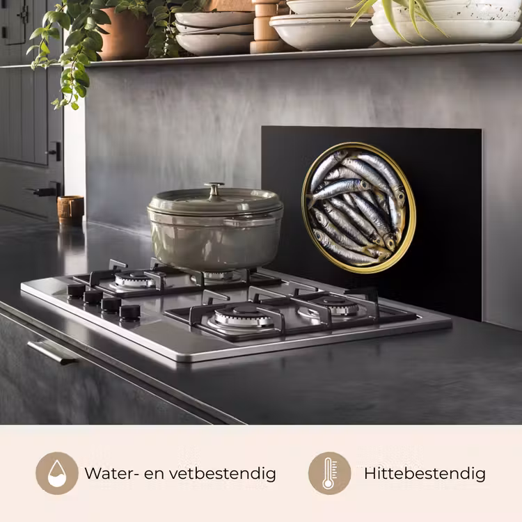 Spatscherm keuken - Sardines - Vissen - Rond - Zwart — 7